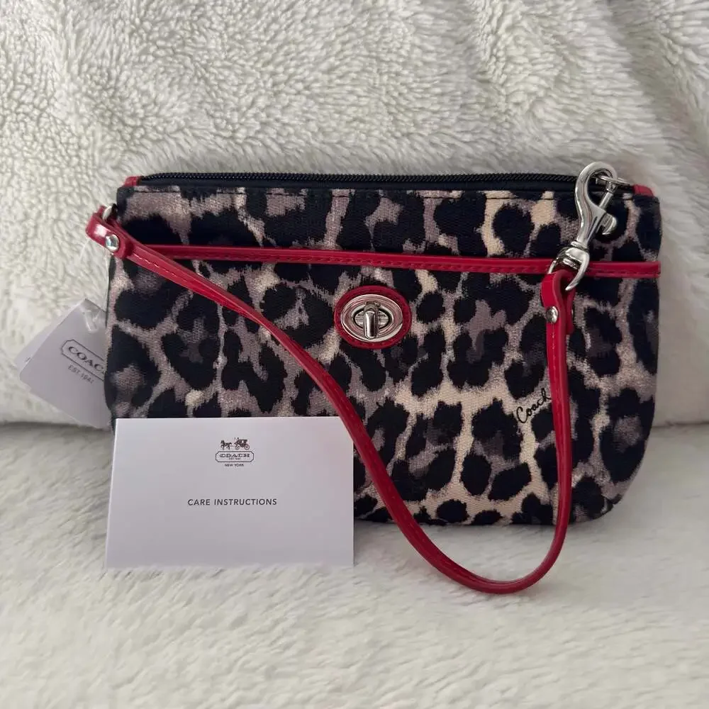 Coach Park Ocelot Medium Wristlet F49581 in Black Multi